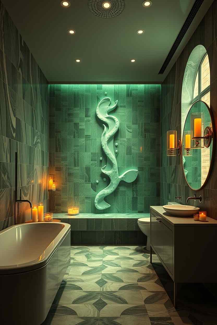 38 Refreshing Green Bathroom Ideas for a Serene, Spa-Inspired Space 38 Splashback Tiles 1